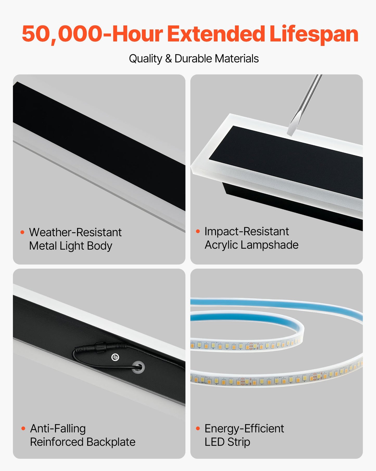 Outdoor Wall Light, 600 mm, Long Strip Modern Exterior Wall Sconce Light Fixtures, 3000K Warm White, IP65 Waterproof, Anti-Rust Outside Patio Wall Mount Lighting, for House, Porch, Garage
