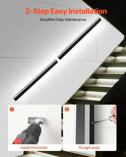 Outdoor Wall Lights, 2 Pack, 1500 mm Long Strip Modern Exterior Wall Sconce Light Fixtures, 2700K-6000K, IP65 Waterproof Anti-Rust, Dimmable Outside Wall Mount Lighting, for House Porch Garage