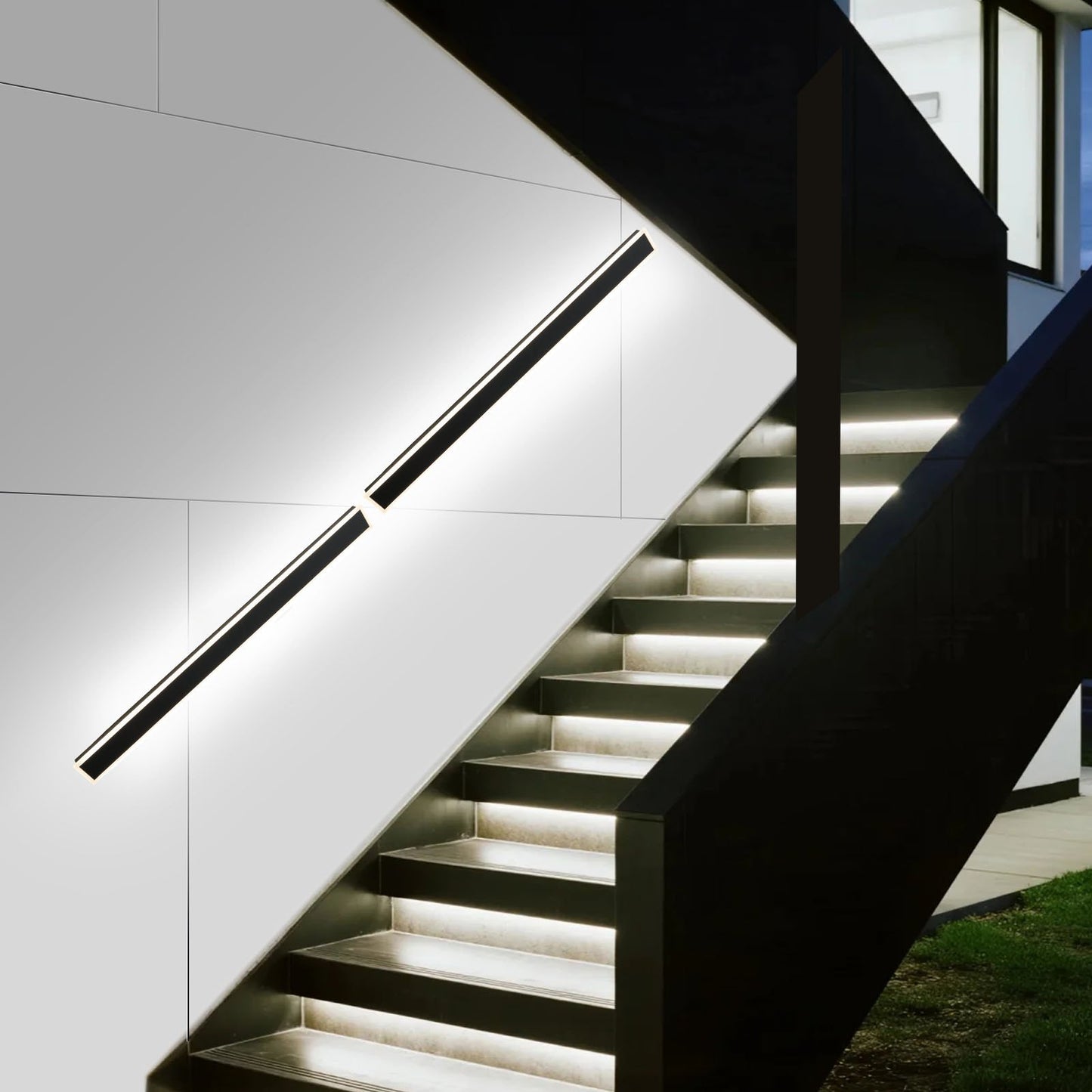 Outdoor Wall Lights, 2 Pack, 1500 mm Long Strip Modern Exterior Wall Sconce Light Fixtures, 2700K-6000K, IP65 Waterproof Anti-Rust, Dimmable Outside Wall Mount Lighting, for House Porch Garage