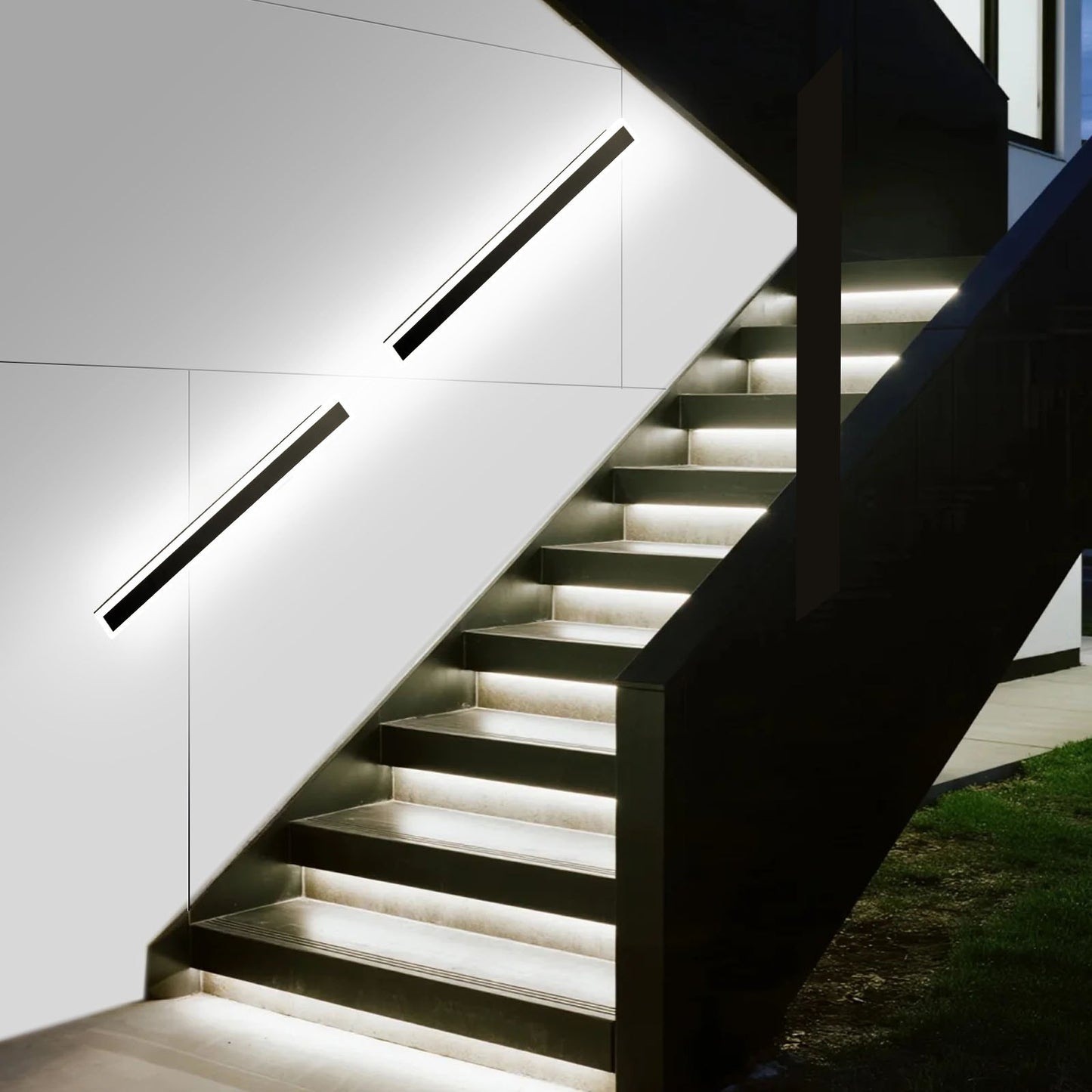 Outdoor Wall Lights, 2 Pack, 1000 mm Long Strip Modern Exterior Wall Sconce Light Fixtures, 2700K-6000K, IP65 Waterproof Anti-Rust, Dimmable Outside Wall Mount Lighting, for House Porch Garage