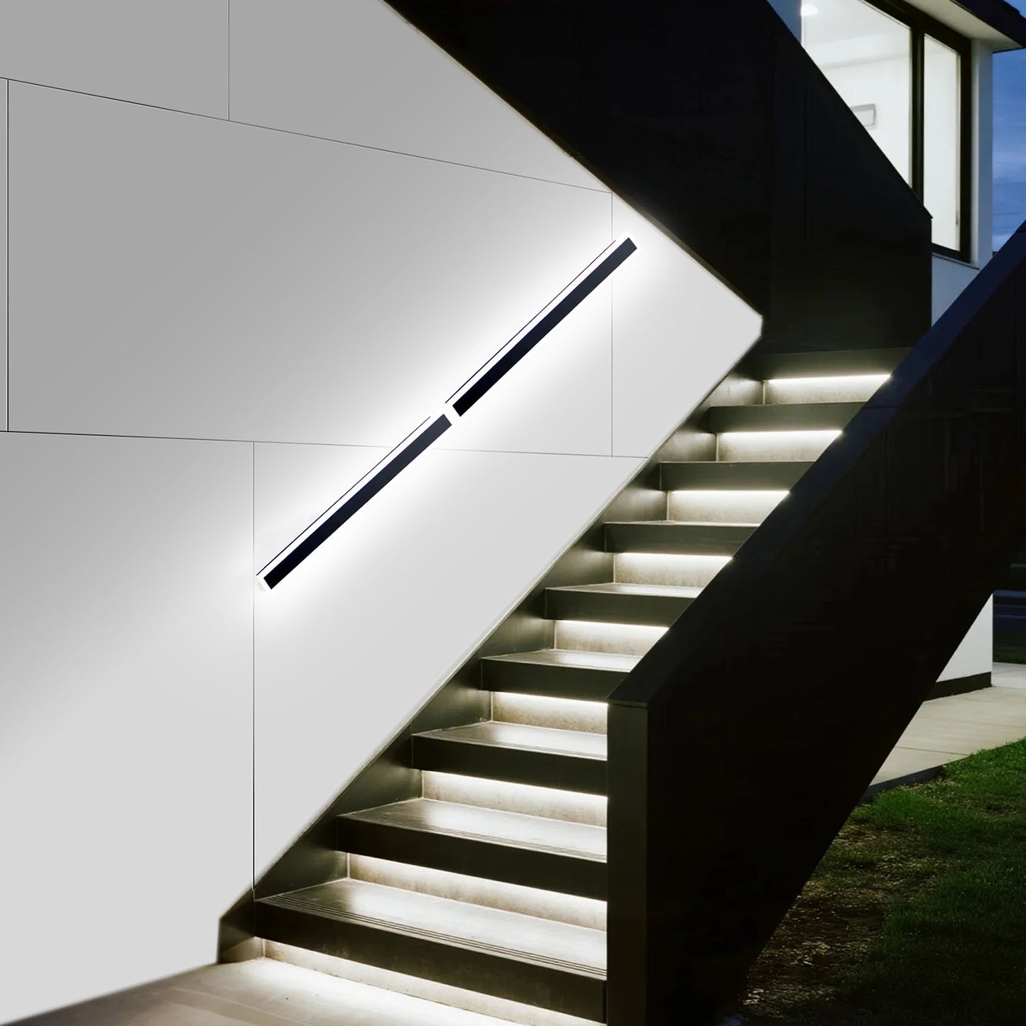 Outdoor Wall Lights, 2 Pack, 1000 mm Long RGB Modern Exterior Wall Sconce Light Fixtures, 2700K-6000K, IP65 Waterproof Anti-Rust, Dimmable Outside Wall Mount Lighting, for House Porch Garage