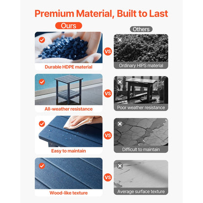 Outdoor Side Table 2-Tier HDPE Outside End Table for Indoor Backyard Blue