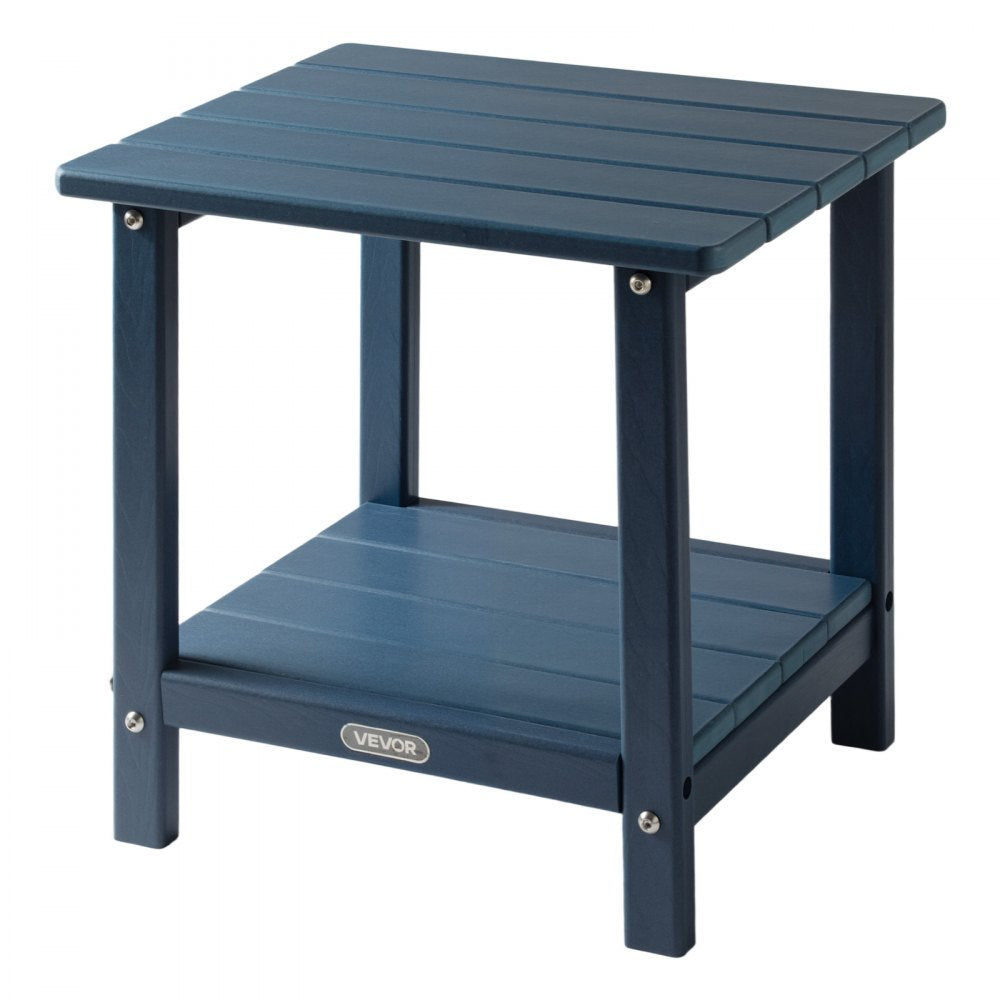 Outdoor Side Table 2-Tier HDPE Outside End Table for Indoor Backyard Blue