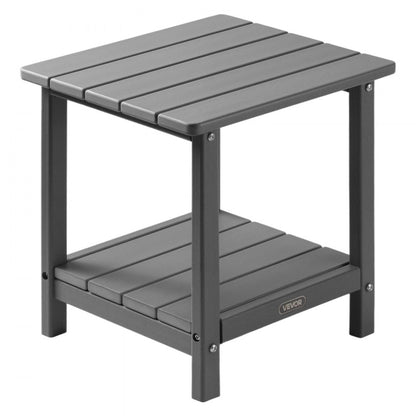 Outdoor Side Table 2-Tier HDPE Outside End Table for Indoor Backyard Grey