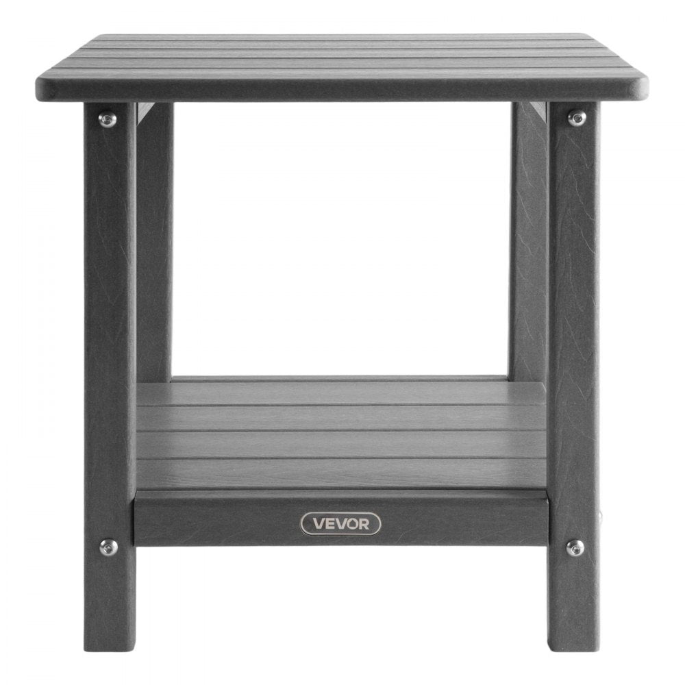 Outdoor Side Table 2-Tier HDPE Outside End Table for Indoor Backyard Grey
