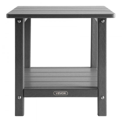 Outdoor Side Table 2-Tier HDPE Outside End Table for Indoor Backyard Grey