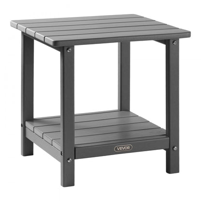 Outdoor Side Table 2-Tier HDPE Outside End Table for Indoor Backyard Grey