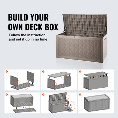 VEVOR Deck Box, 100 Gallon Outdoor Storage Box, 48.0" x 21.5" x 24.5", Waterproof