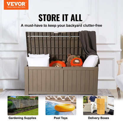 120 Gallon Outdoor Storage Box, Waterproof, 1.43 x 0.68 x 0.61m, Gray