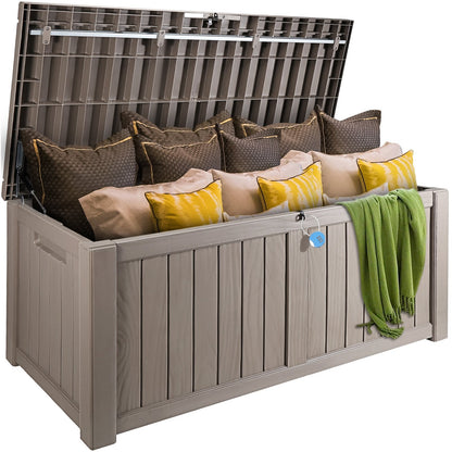 120 Gallon Outdoor Storage Box, Waterproof, 1.43 x 0.68 x 0.61m, Gray