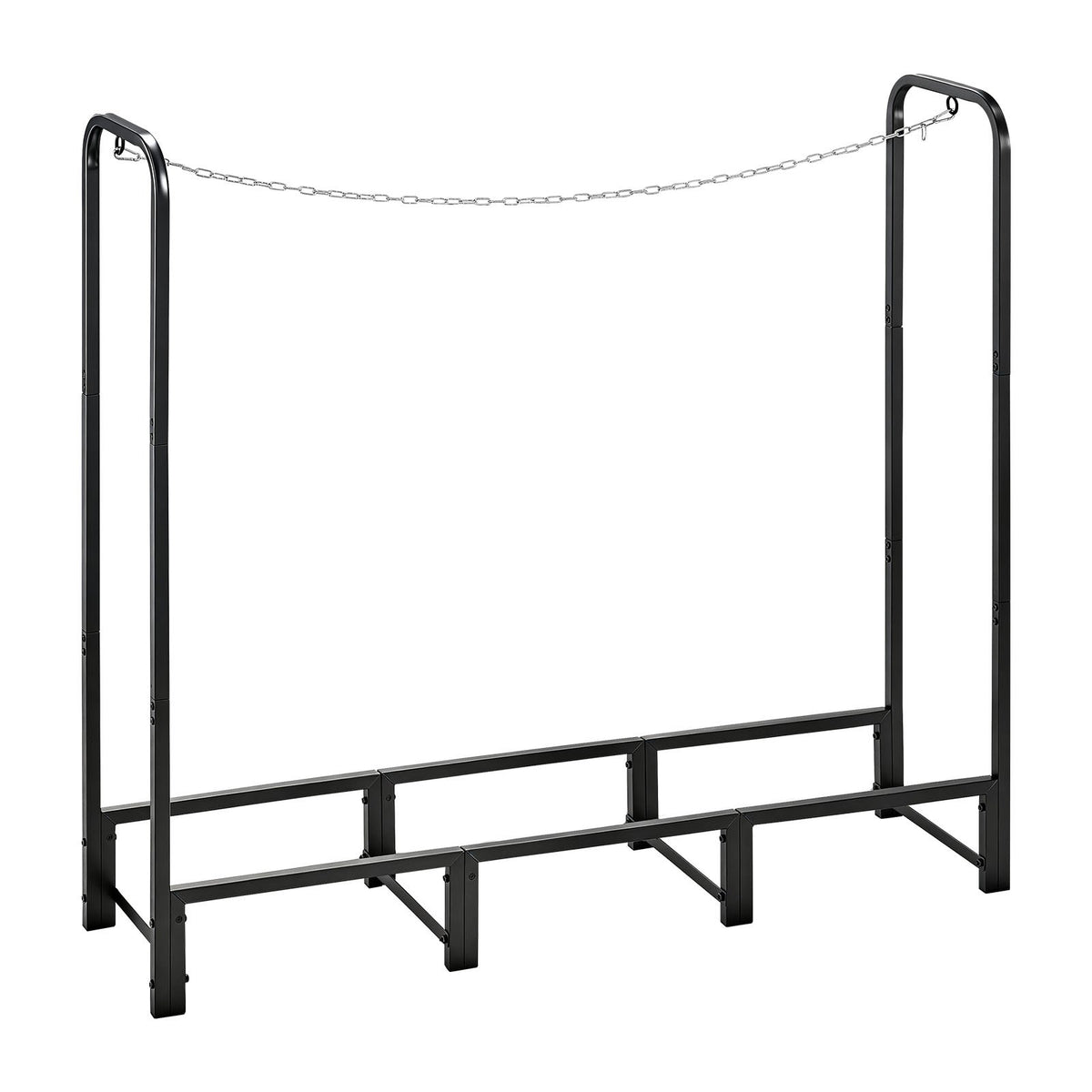 Firewood Rack 1220 mm 1/4 Cord Heavy Duty Outdoor Wood Storage Holder, for Fireplace Patio Deck, 250 kg Load Capacity, Carbon Steel Frame Fire Log Stacker Stand, Metal Wood Pile Organizer, Black