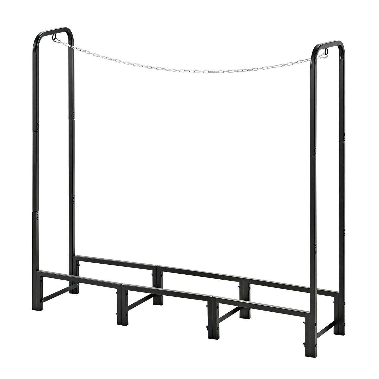 Firewood Rack 1220 mm 1/4 Cord Heavy Duty Outdoor Wood Storage Holder, for Fireplace Patio Deck, 250 kg Load Capacity, Carbon Steel Frame Fire Log Stacker Stand, Metal Wood Pile Organizer, Black
