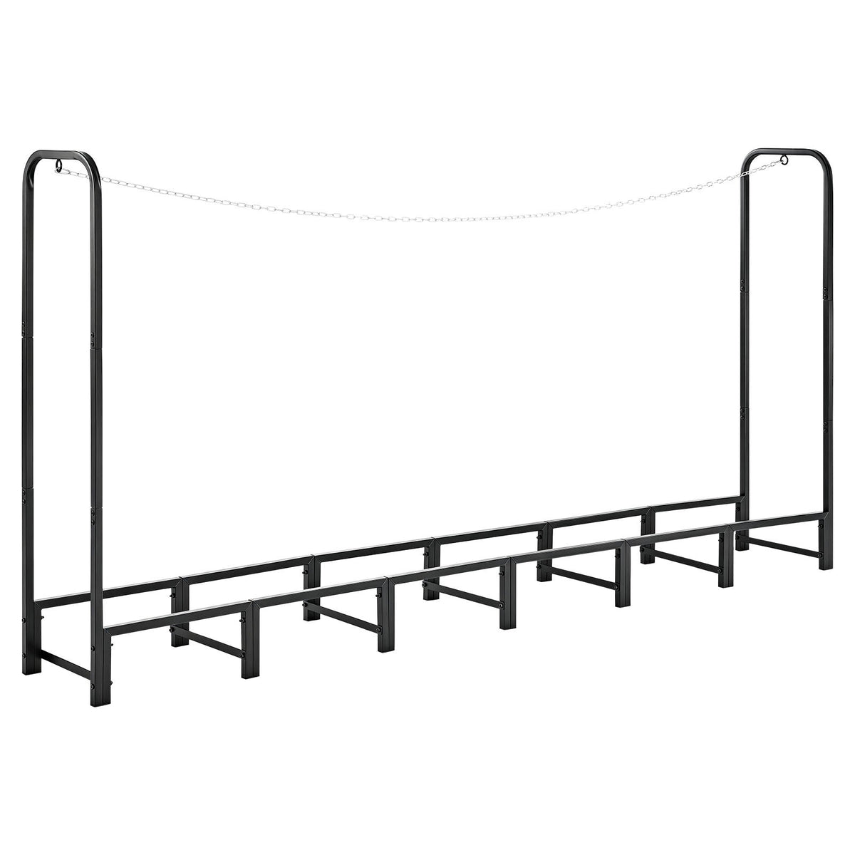 Firewood Rack 2415 mm 1/2 Cord Heavy Duty Outdoor Wood Storage Holder, for Fireplace Patio Deck, 500 kg Load Capacity, Carbon Steel Frame Fire Log Stacker Stand, Metal Wood Pile Organizer, Black
