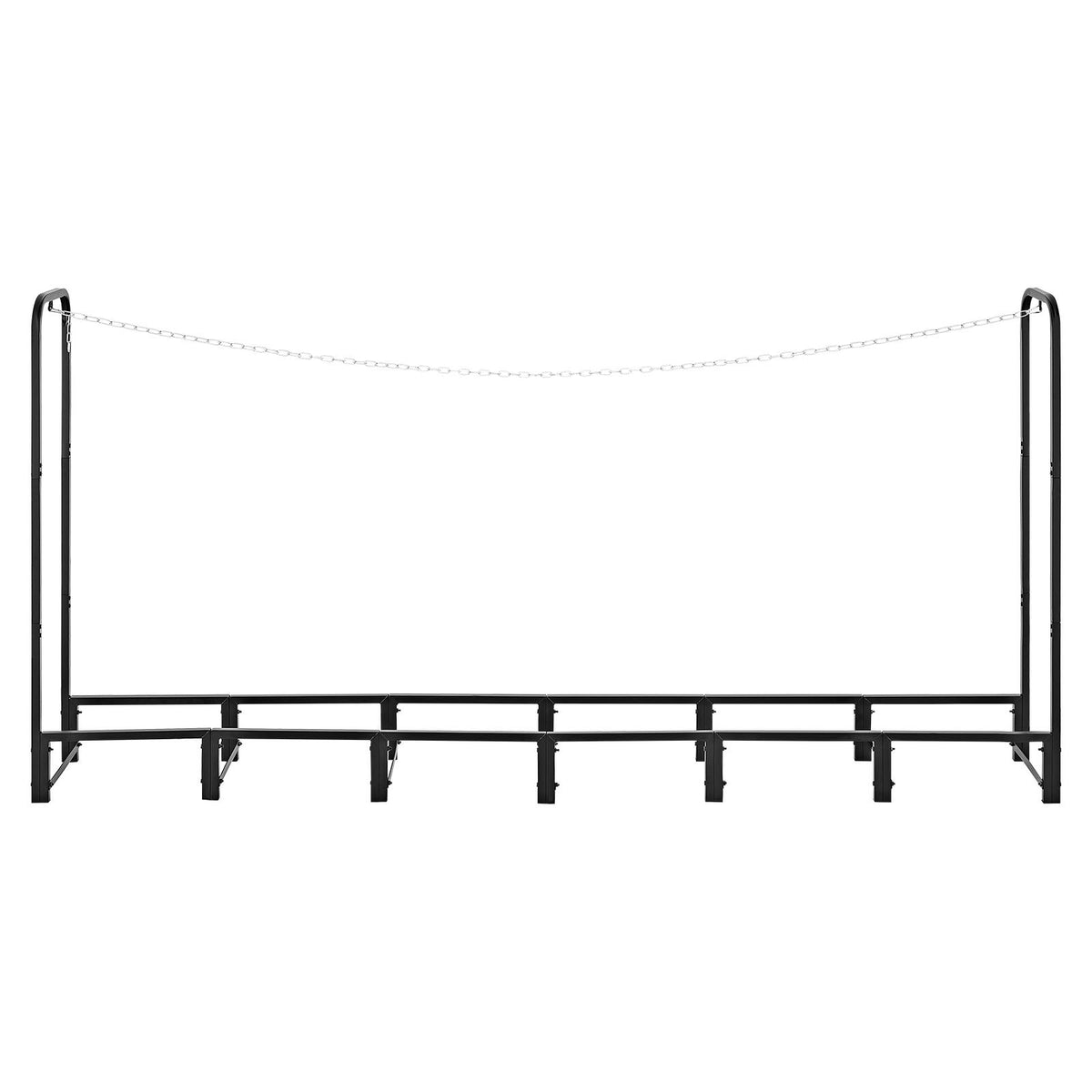 Firewood Rack 2415 mm 1/2 Cord Heavy Duty Outdoor Wood Storage Holder, for Fireplace Patio Deck, 500 kg Load Capacity, Carbon Steel Frame Fire Log Stacker Stand, Metal Wood Pile Organizer, Black
