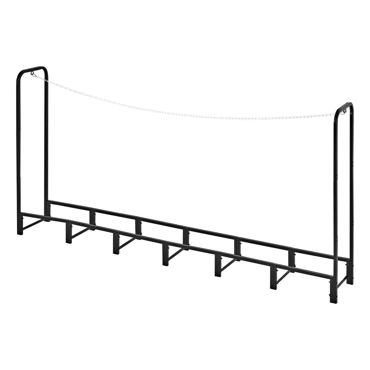 Firewood Rack 2415 mm 1/2 Cord Heavy Duty Outdoor Wood Storage Holder, for Fireplace Patio Deck, 500 kg Load Capacity, Carbon Steel Frame Fire Log Stacker Stand, Metal Wood Pile Organizer, Black