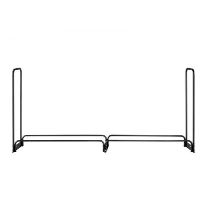 Firewood Rack with Waterproof Cover, 2.57m Outdoor Firewood Holder, 1/2 Cord Storage Metal Log Holder, 299kg Max Weight Capacity, Top Covered, Powder-Coated Wood Storage Rack for Fireplace Deck