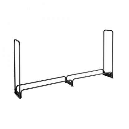 Firewood Rack with Waterproof Cover, 2.57m Outdoor Firewood Holder, 1/2 Cord Storage Metal Log Holder, 299kg Max Weight Capacity, Top Covered, Powder-Coated Wood Storage Rack for Fireplace Deck