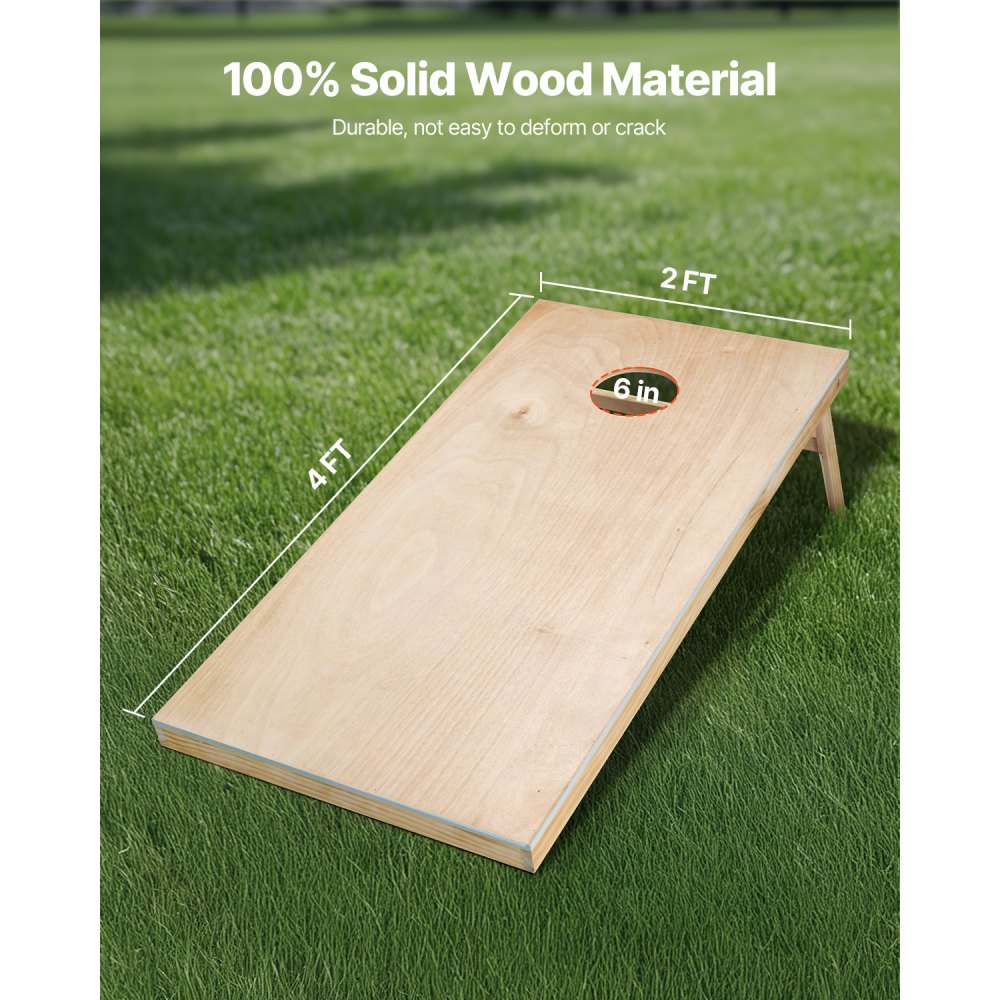VEVOR 4x2ft Cornhole Set Portable Corn Hole Toss Game Board Wood with Carry Case