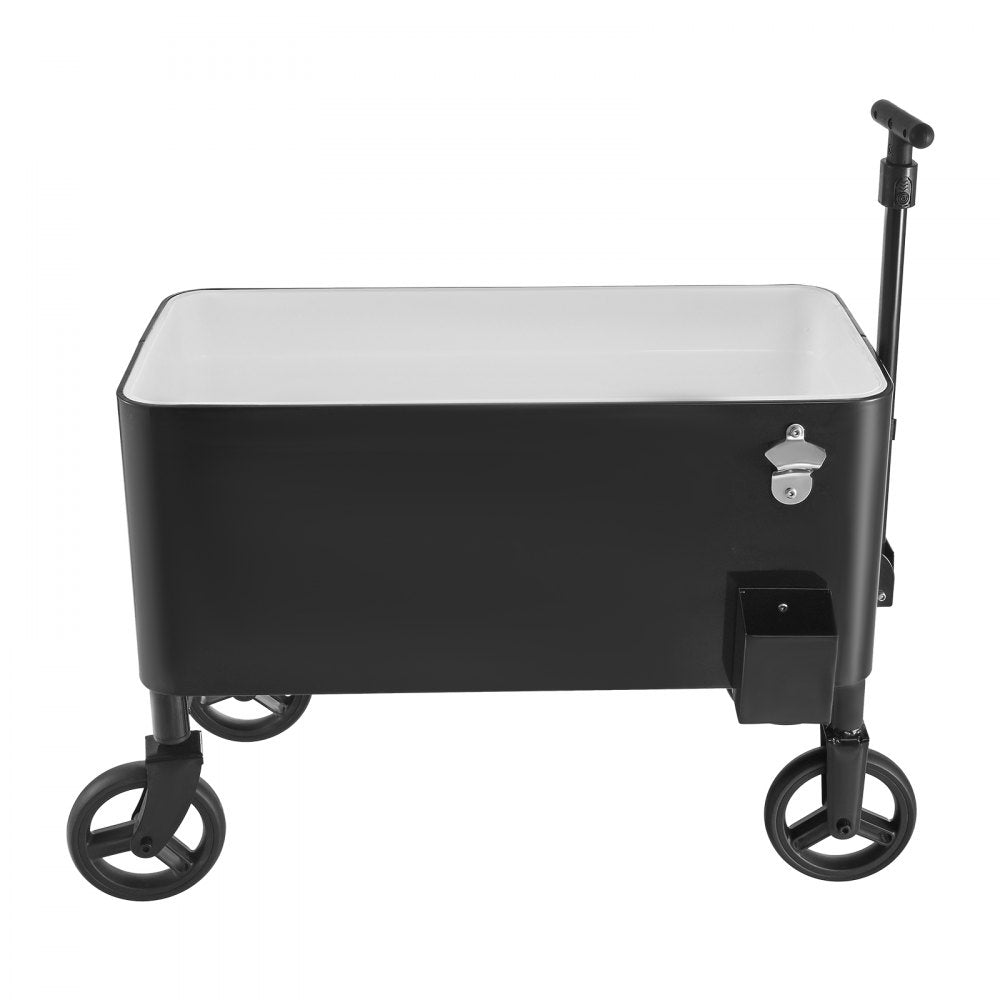 75.7L Rolling Ice Chest on Wheels Drink Cooler Cart with Telescopic Handle
