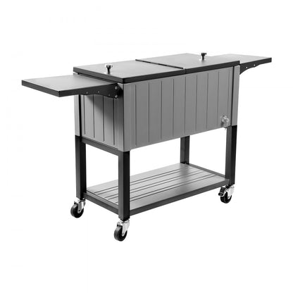 75.7L Rolling Ice Chest on Wheels Party Drink Cooler Cart w/ Side Shelves