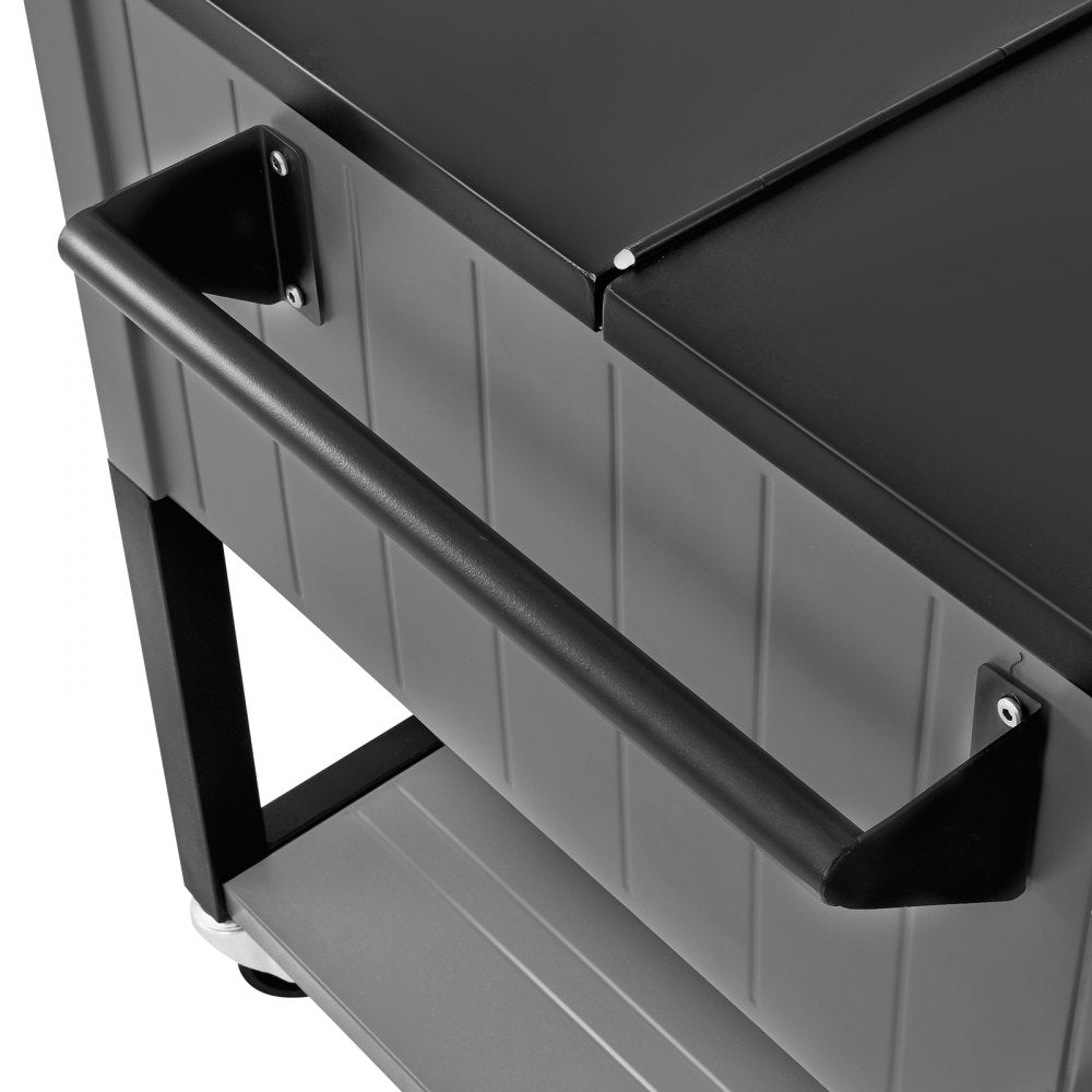 75.7L Rolling Ice Chest on Wheels Party Drink Cooler Cart w/ Side Shelves