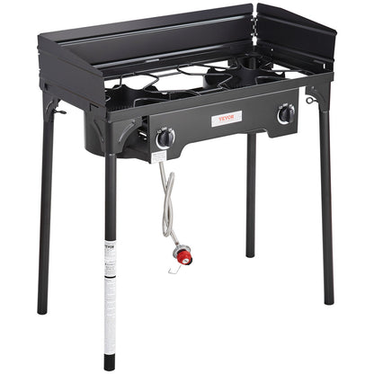 VEVOR Double Burner Outdoor Camping Stove, 60,000-BTU Camping Modular Cooking Stove,