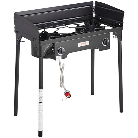 VEVOR Double Burner Outdoor Camping Stove, 60,000-BTU Camping Modular Cooking Stove,