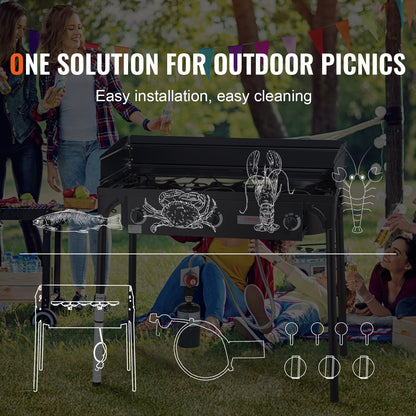 VEVOR Triple Burner Outdoor Camping Stove, 90,000-BTU Camping Modular Cooking Stove,