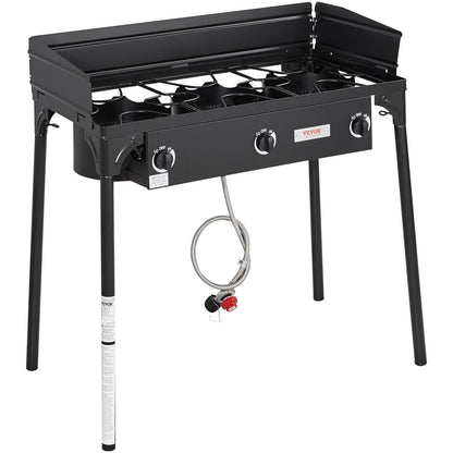 Triple Burner Outdoor Camping Stove, 90,000-BTU, Heavy Duty Gas Cooker