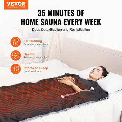 Portable Infrared Sauna Blanket with Adjustable Temperature and Timer, 1.8 x 0.8m