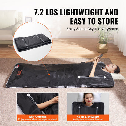 Portable Infrared Sauna Blanket with Adjustable Temperature and Timer, 1.8 x 0.8m