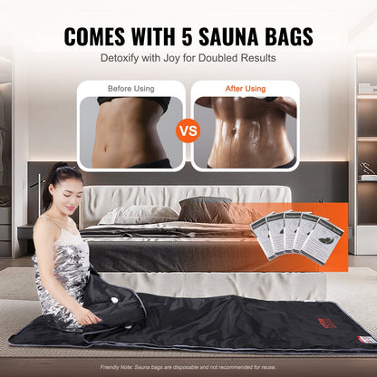 Portable Infrared Sauna Blanket with Adjustable Temperature and Timer, 1.8 x 0.8m