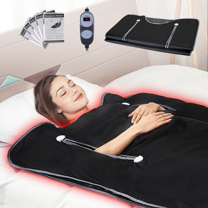 Portable Infrared Sauna Blanket with Adjustable Temperature and Timer, 1.8 x 0.8m