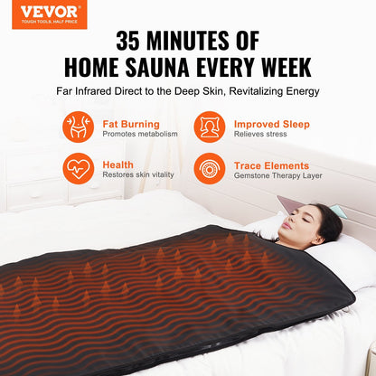 Portable Infrared Sauna Blanket with Jade Stone Heating, 1-6 Level Temp Control
