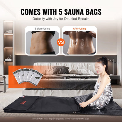 Portable Infrared Sauna Blanket with Jade Stone Heating, 1-6 Level Temp Control