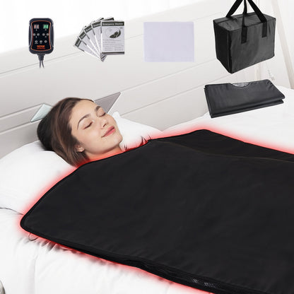 Portable Infrared Sauna Blanket with Jade Stone Heating, 1-6 Level Temp Control