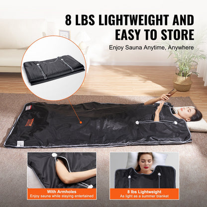 Portable Infrared Sauna Blanket with Adjustable Temp & Timer, 1.9m x 0.9m, 3.66kg