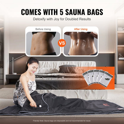 Portable Infrared Sauna Blanket with Adjustable Temp & Timer, 1.9m x 0.9m, 3.66kg