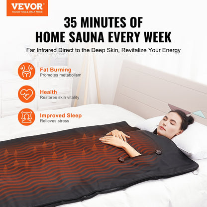 Portable Far Infrared Sauna Blanket with Adjustable Temperature and Timer