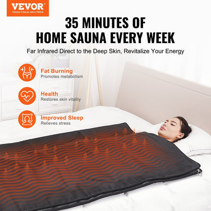 Portable Far Infrared Sauna Blanket for Home Detox and Relaxation, 1.8x0.8m