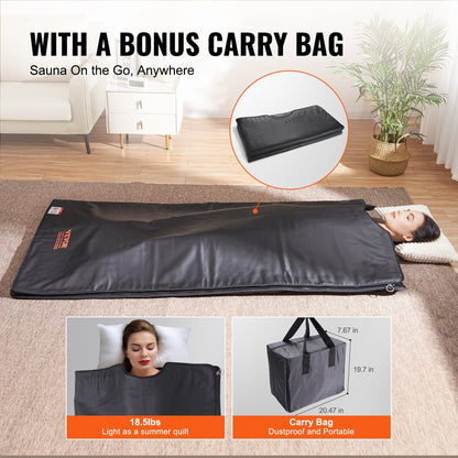 Portable Far Infrared Sauna Blanket for Home Detox and Relaxation, 1.8x0.8m