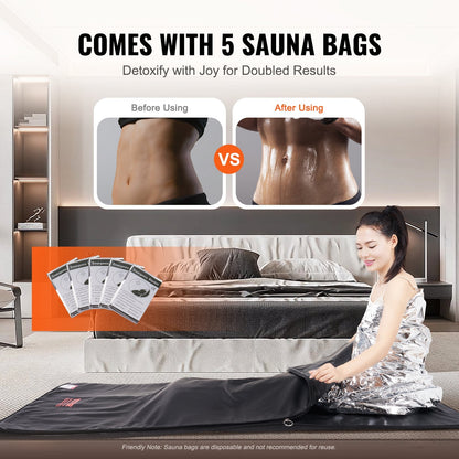 Portable Far Infrared Sauna Blanket for Home Detox and Relaxation, 1.8x0.8m