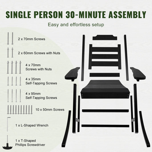 High Back Outdoor Rocking Chair, 181 kg Capacity, Durable HIPS Material