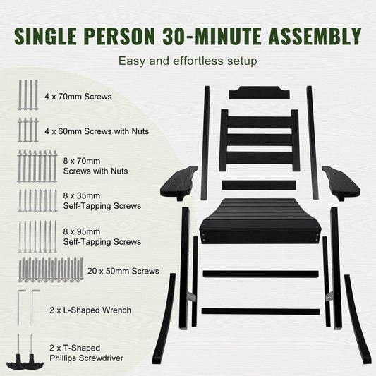 Outdoor High-Back Rocking Chairs Set, 181 kg Capacity, Durable HIPS Material