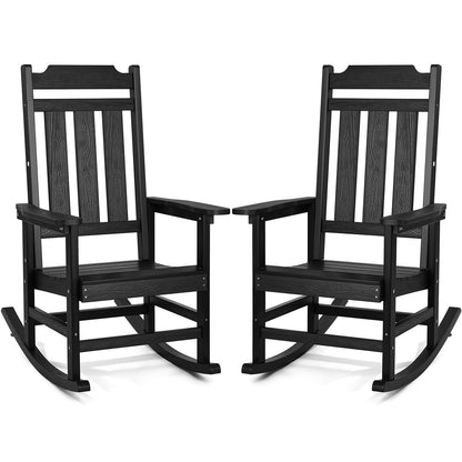 VEVOR Porch Rocker HIPS Outdoor Rocking Chair High Back 2 pcs 400 lbs Weight