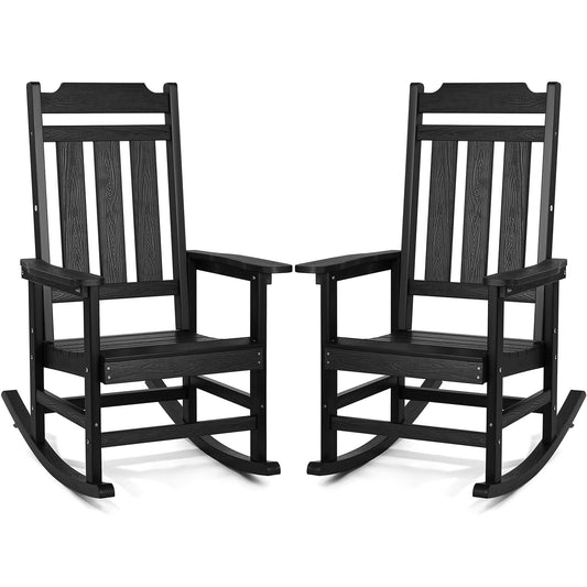 VEVOR Porch Rocker HIPS Outdoor Rocking Chair High Back 2 pcs 400 lbs Weight