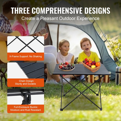 Compact Folding Camping Table, Lightweight Aluminum for Outdoor Activities, Black