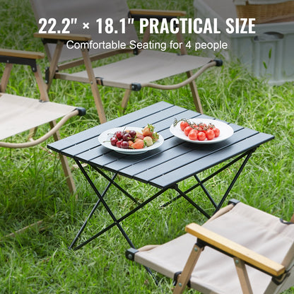 Compact Folding Camping Table, Lightweight Aluminum for Outdoor Activities, Black