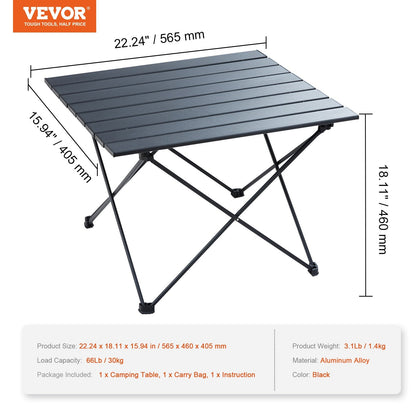 Compact Folding Camping Table, Lightweight Aluminum for Outdoor Activities, Black