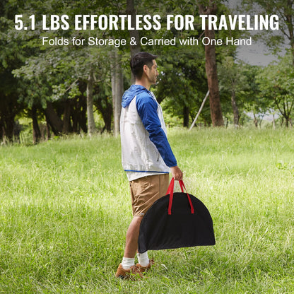 Portable Folding Camping Table with Storage, 0.72m x 0.72m, 25kg Capacity, Black